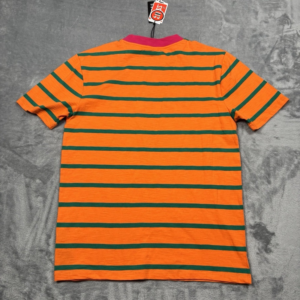 Guess x J Balvin Vibras Orange Striped T-Shirt Men's Embroidered Logo Hype XS - Picture 6 of 7